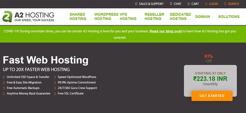 a2hosting for wordpress