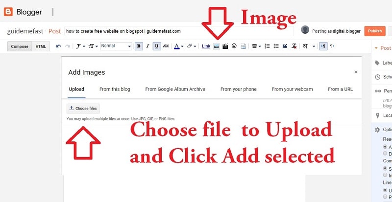 Include image in blogger POST