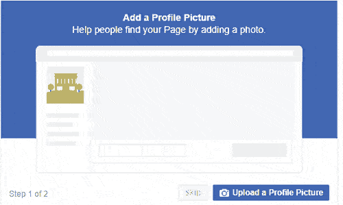 adding profile picture in facebook page creation