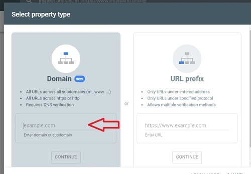 adding website url to verify site ownership