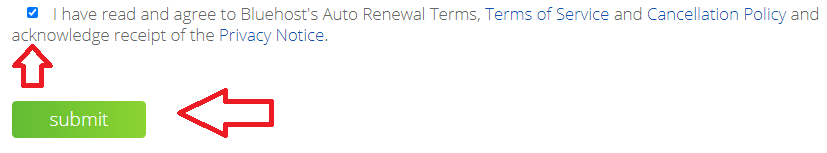 agree terms and condition bluehost