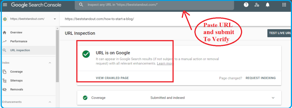 verifying URL on google