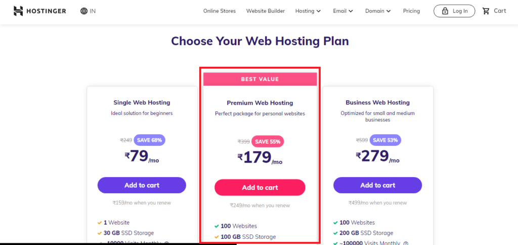 hostinger plan details