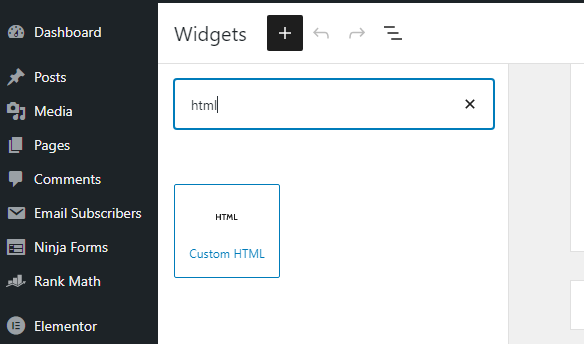adding widget in WordPress